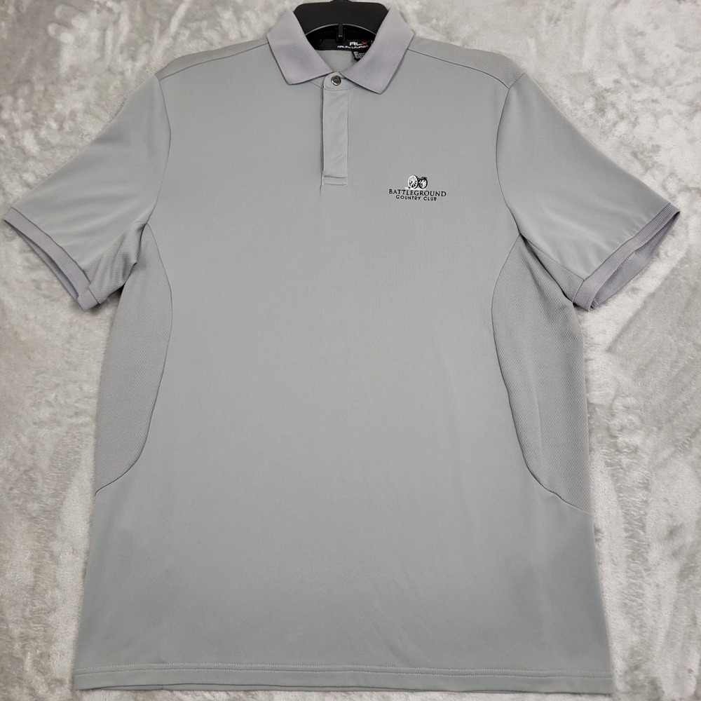 RLX Ralph Lauren Men's Polo Golf‎ Shirt M Gray Performance Stretch Casual Logo